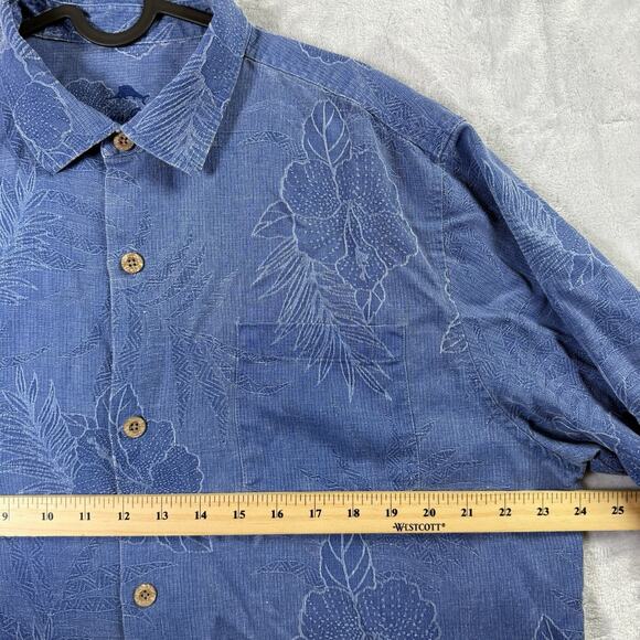Tommy Bahama Silk Hawaiian Shirt Men's Large Blue 100% Silk Vacation Resortwear - Picture 6 of 15